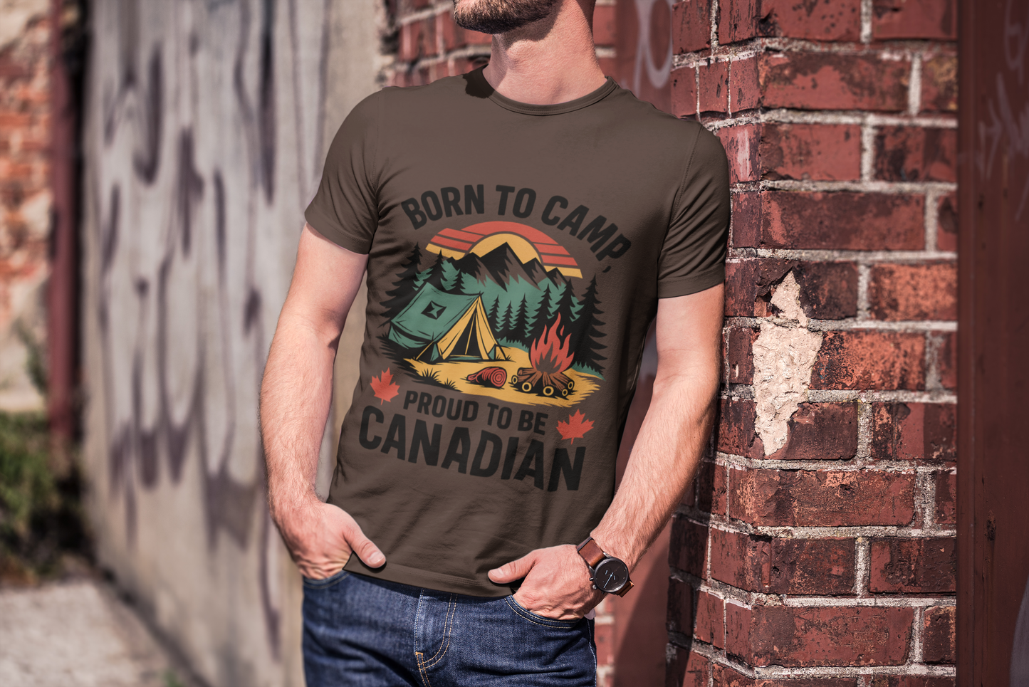 Born to Camp, Proud to Be Canadian T-Shirt – Unisex Camping Tee