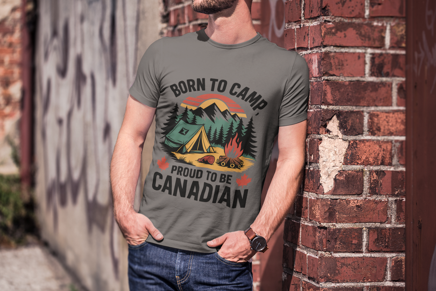 Born to Camp, Proud to Be Canadian T-Shirt – Unisex Camping Tee