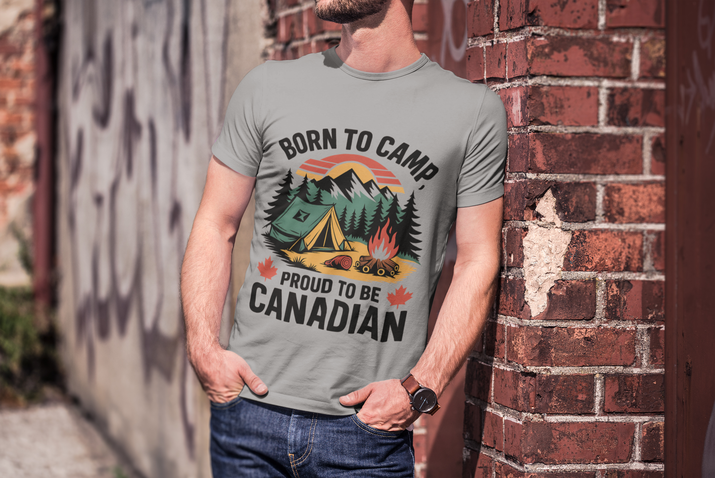 Born to Camp, Proud to Be Canadian T-Shirt – Unisex Camping Tee