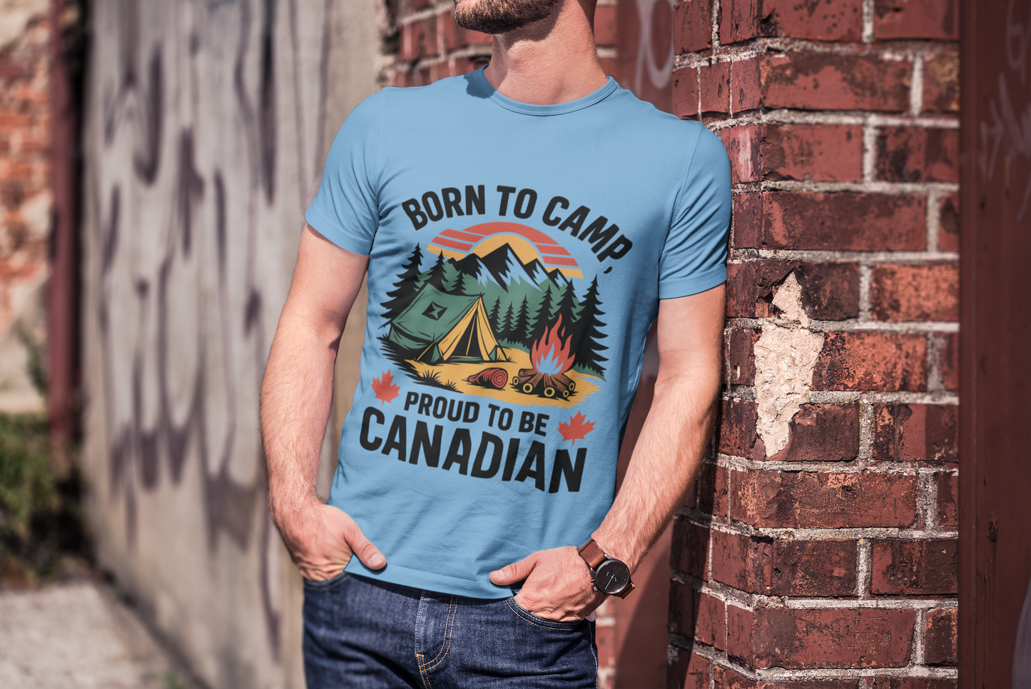 Born to Camp, Proud to Be Canadian T-Shirt – Unisex Camping Tee
