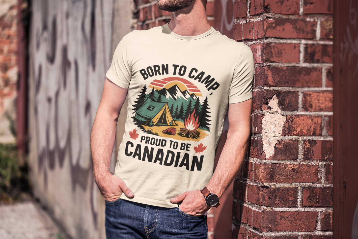 Born to Camp, Proud to Be Canadian T-Shirt – Unisex Camping Tee