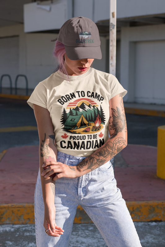 Born to Camp, Proud to Be Canadian T-Shirt – Unisex Camping Tee