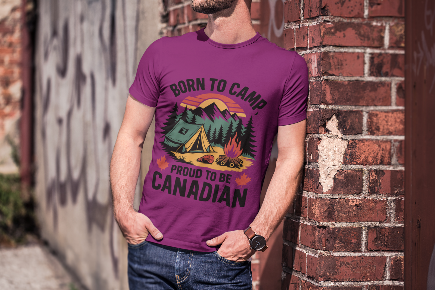 Born to Camp, Proud to Be Canadian T-Shirt – Unisex Camping Tee