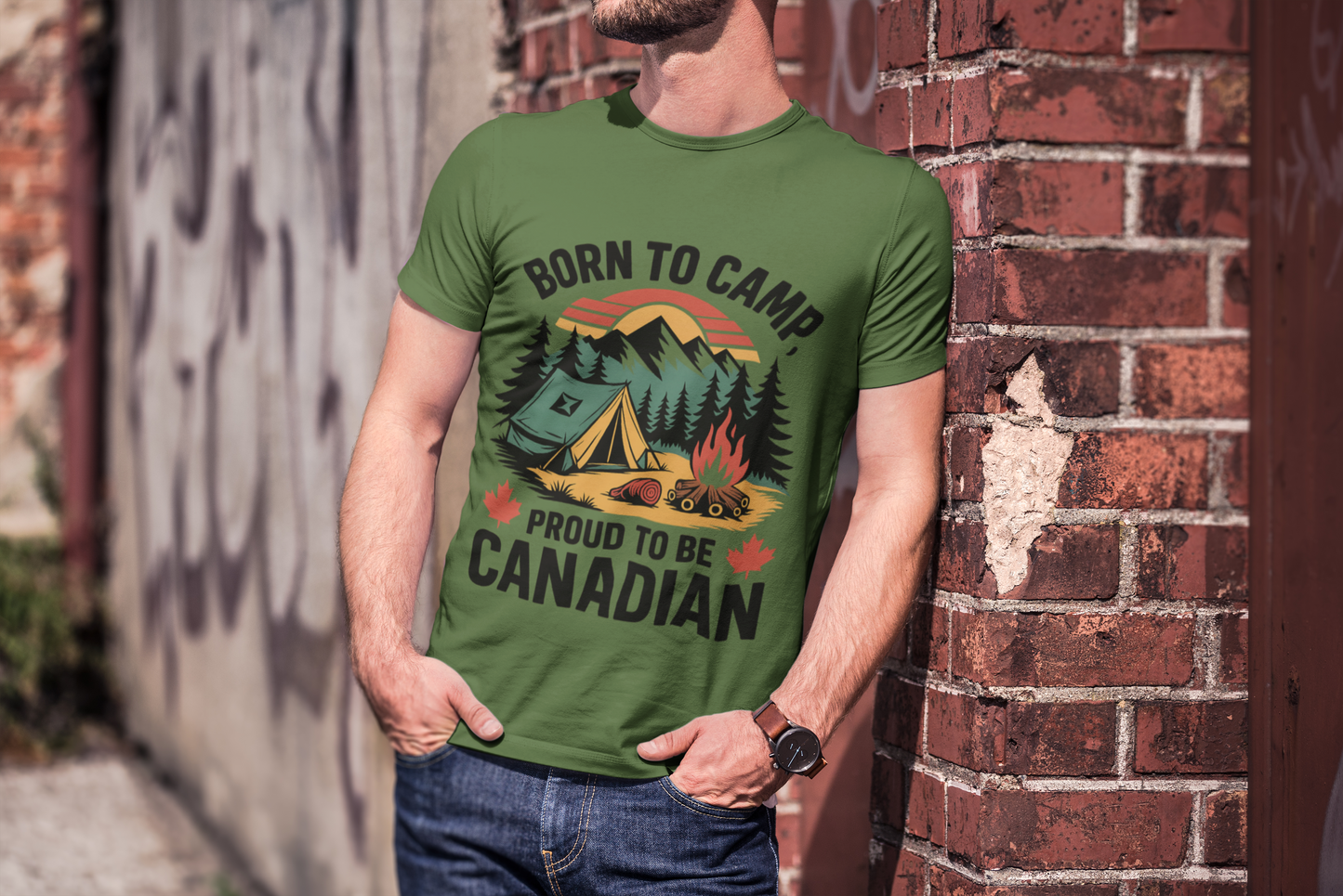 Born to Camp, Proud to Be Canadian T-Shirt – Unisex Camping Tee