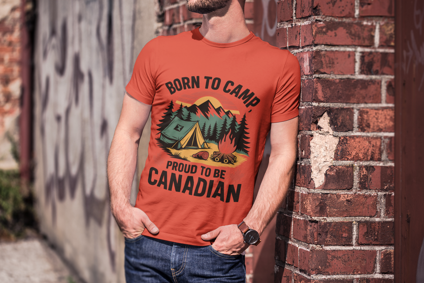 Born to Camp, Proud to Be Canadian T-Shirt – Unisex Camping Tee