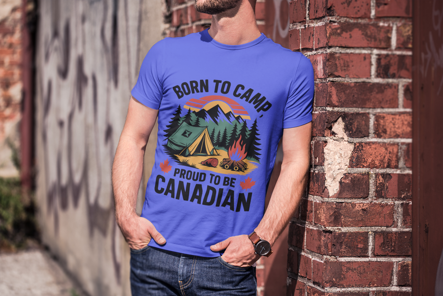 Born to Camp, Proud to Be Canadian T-Shirt – Unisex Camping Tee