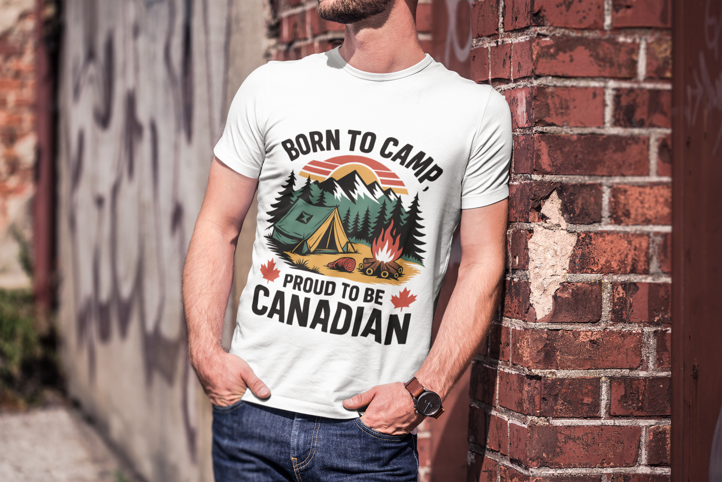 Born to Camp, Proud to Be Canadian T-Shirt – Unisex Camping Tee